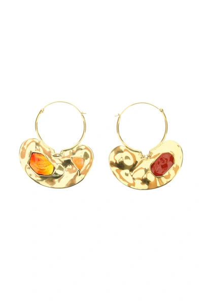 Shop Patou Iconic Small Hoop Earrings With Stones In Gold Stones (gold)