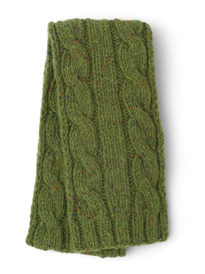 Shop Prada Cable-knit Wool Scarf In Green