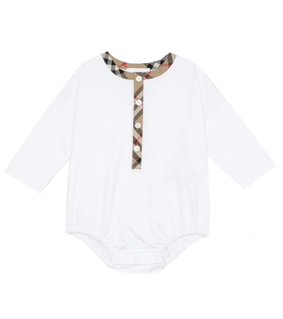 Shop Burberry Baby Vintage Check Bodysuit And Overalls Set In Beige
