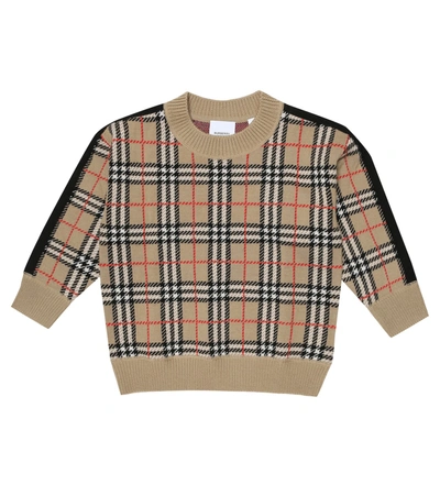 Shop Burberry Vintage Check Merino Wool Sweater In Beige