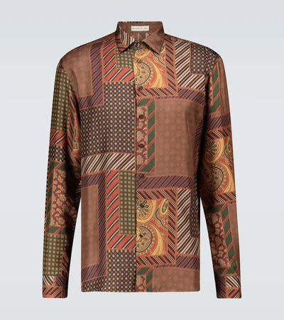 Shop Etro Patchwork Long-sleeved Printed Shirt In Brown