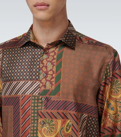 Shop Etro Patchwork Long-sleeved Printed Shirt In Brown