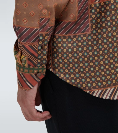 Shop Etro Patchwork Long-sleeved Printed Shirt In Brown