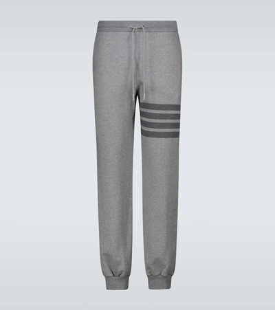 Shop Thom Browne 4-bar Cotton Jersey Trackpants In Grey