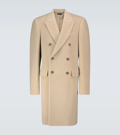Shop Balenciaga Steroid Double-breasted Coat In Beige