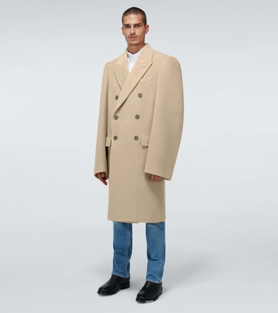 Shop Balenciaga Steroid Double-breasted Coat In Beige