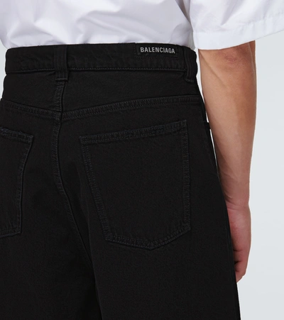 Shop Balenciaga Denim Skater Shorts In Black