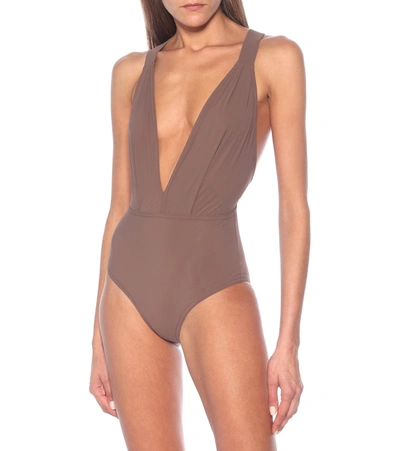 Shop Karla Colletto Maren Swimsuit In Brown