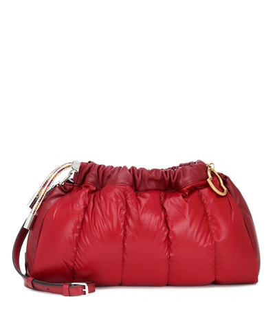 Shop Moncler Seashell Down Clutch In Red
