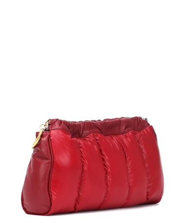 Shop Moncler Seashell Down Clutch In Red