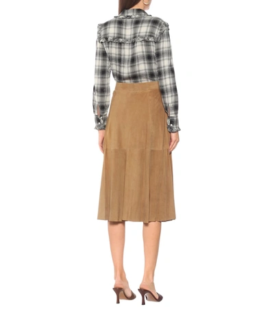 Shop Polo Ralph Lauren Suede Midi Skirt In Brown