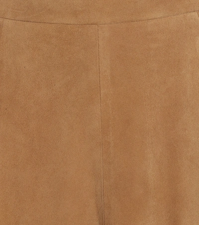 Shop Polo Ralph Lauren Suede Midi Skirt In Brown