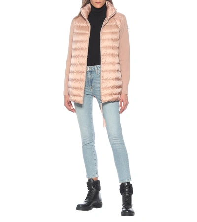 Shop Moncler Down And Virgin Wool Jacket In Beige