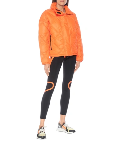 Shop Adidas By Stella Mccartney Convertible Quilted Puffer Jacket In Orange