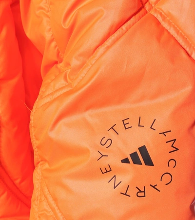 Shop Adidas By Stella Mccartney Convertible Quilted Puffer Jacket In Orange