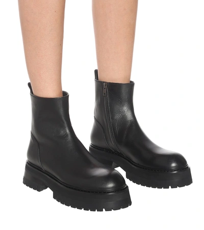 Shop Ann Demeulemeester Leather Ankle Boots In Black