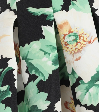 Shop Oscar De La Renta Floral Pleated Faille Midi Skirt In Multicoloured