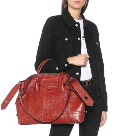 Shop Givenchy Antigona Soft Medium Leather Tote In Red