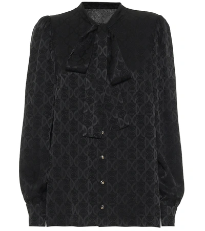 Shop Dolce & Gabbana Logo-jacquard Silk Blouse In Black