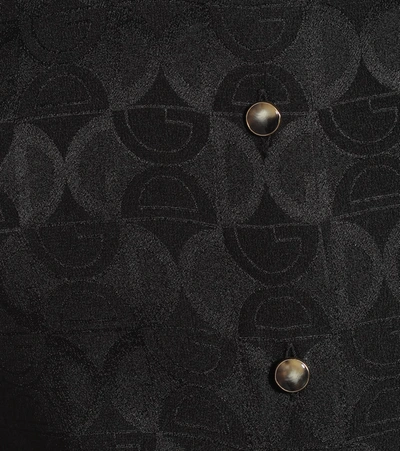 Shop Dolce & Gabbana Logo-jacquard Silk Blouse In Black