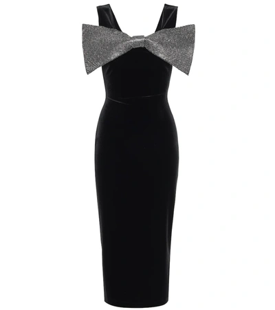 Shop Christopher Kane Embellished Stretch-velvet Midi Dress In Black