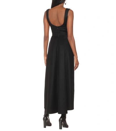 Shop Alexander Mcqueen Wool Flannel Midi Dress In Black