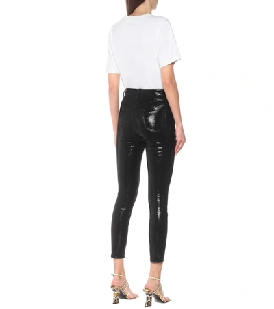 Shop J Brand Lillie Snake-effect Leather Pants In Black