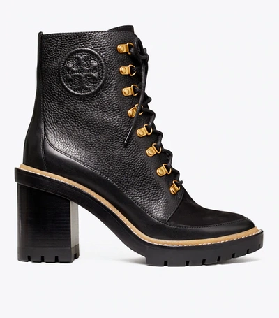 Shop Tory Burch Miller Mixed-materials Lug Sole Boot In Toasted Caramel