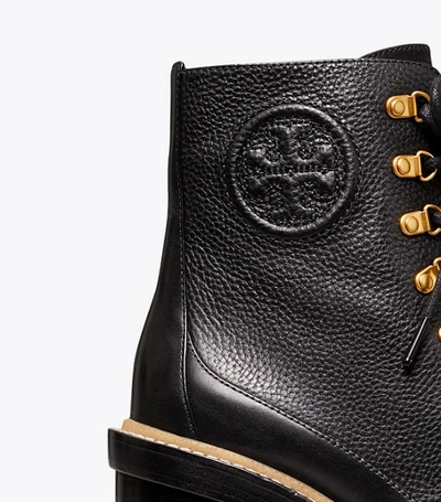 Shop Tory Burch Miller Mixed-materials Lug Sole Boot In Toasted Caramel