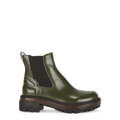 Shop Rag & Bone Shaye Army Green Leather Chelsea Boots In Khaki