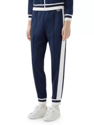 Shop Gucci Jersey Piquet Jogging Pants In Blue White