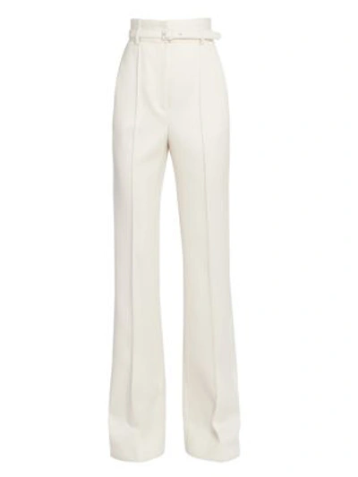 Shop Givenchy Flared High-waist Wool-blend Pants In White
