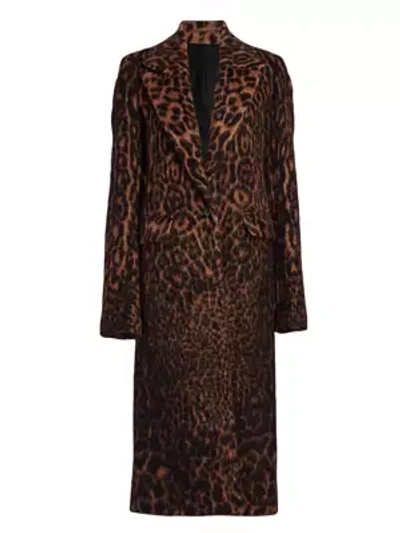 Shop Marina Moscone Leopard-print Tuxedo Coat In Black Brown