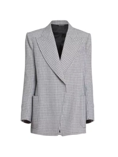 Shop Givenchy Women's Masculine Double Breasted Plaid Wool Jacket In Black White