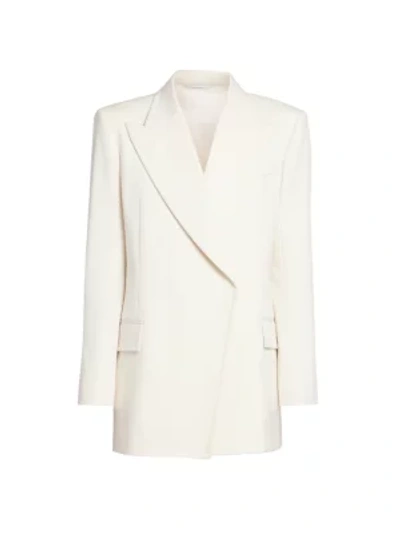 Shop Givenchy Masculine Double Breasted Wool-blend Jacket In White