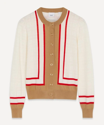 Shop Burberry Archive Society Wool Cardiganarchive Society Wool Cardiganarchive Society Wool Cardigan In White