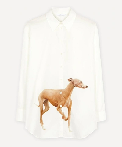 Shop Acne Studios Dog-print Cotton Poplin Shirt In White