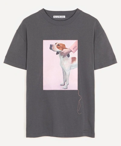 Shop Acne Studios Painted Dog Cotton T-shirt In Slate Grey