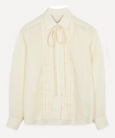 Shop Officine Generale Wanda Front Pleated Neck Shirt In White