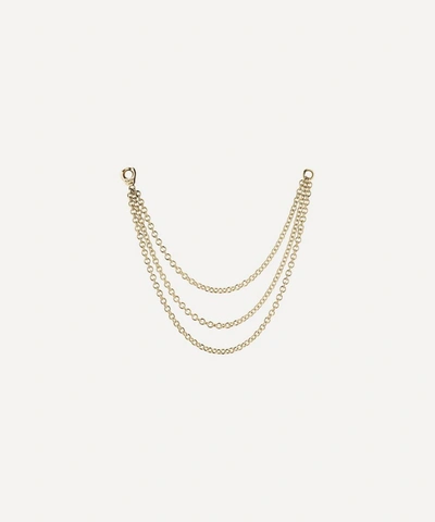 Shop Maria Tash Long Triple Chain Connecting Charm In Gold