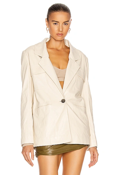 Shop Zeynep Arcay Leather Suit Jacket In Off White