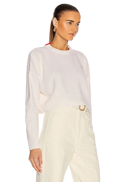 Shop Loewe Anagram Cropped Sweater In Off-white