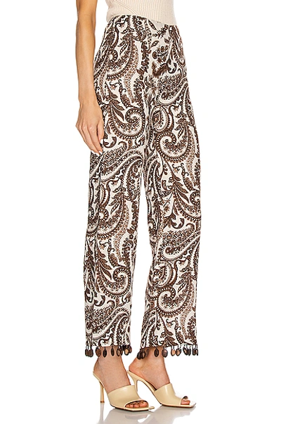 Shop Rosie Assoulin Straight Pant In Brown & Natural