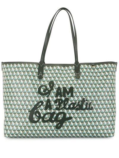 Shop Anya Hindmarch I Am Plastic Motif Tote Bag In Green