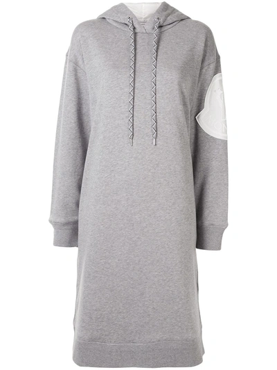 Shop Moncler Logo Patch Jumper Dress In Grey