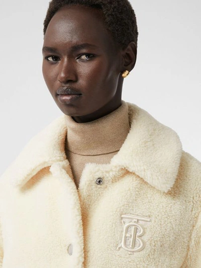 Shop Burberry Monogram Motif Fleece Jacket In Ivory