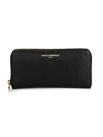 Shop Karl Lagerfeld Women's Zip-around Continental Leather Wallet In Luggage
