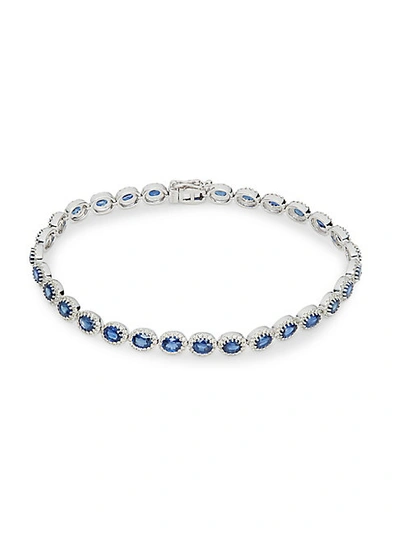 Shop Saks Fifth Avenue 14k White Gold, Sapphire & Diamond Bracelet