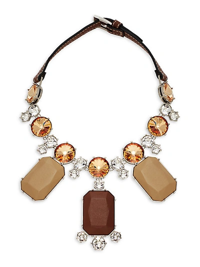 Shop Burberry Statement Crystal & Leather Necklace