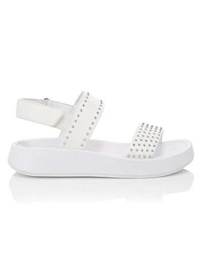 Shop Ash Women's Vivi Studded Leather Sport Sandals In White